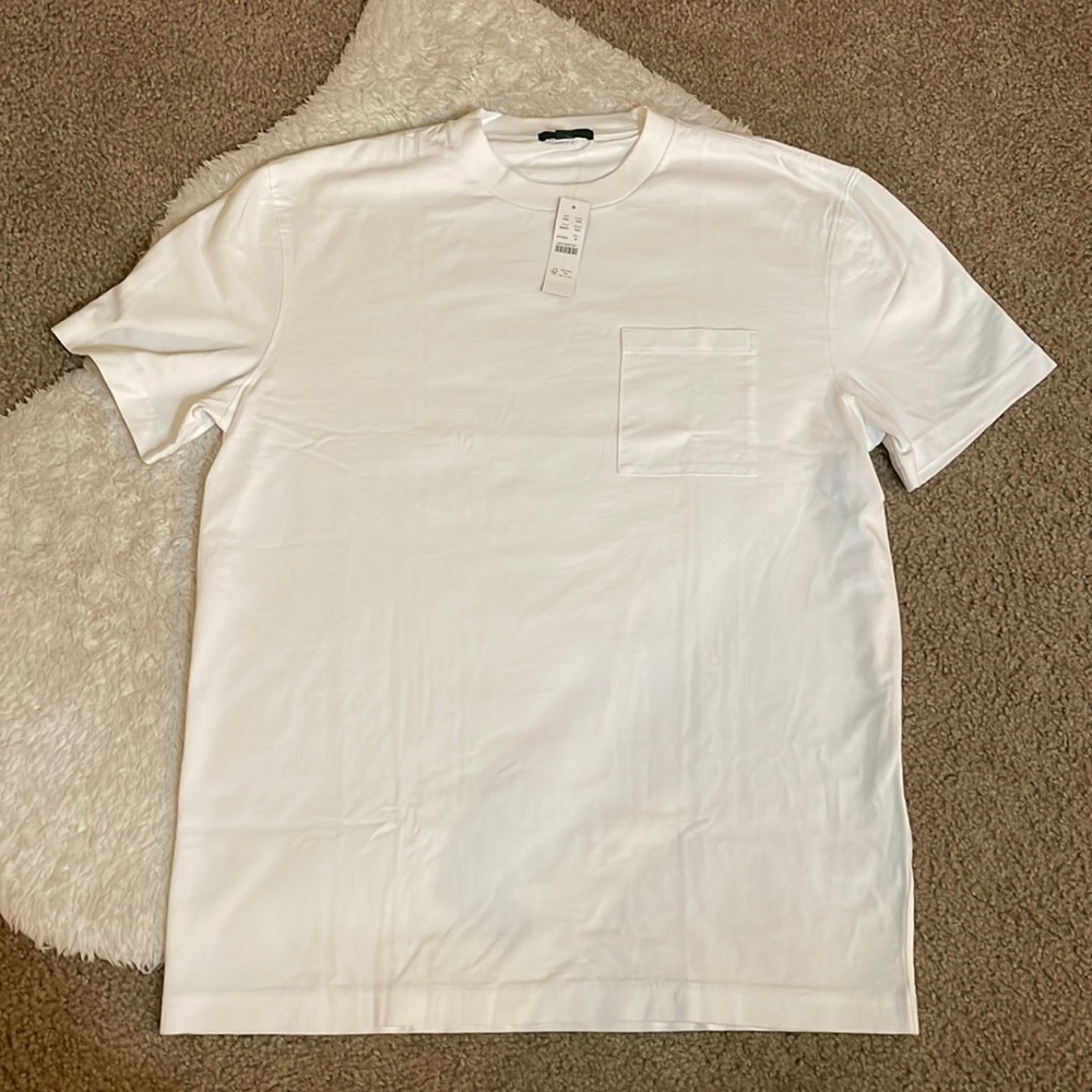 NWT Jcrew Men’s Heavyweight relaxed fit heritage white cotton t shirt w/ pocket